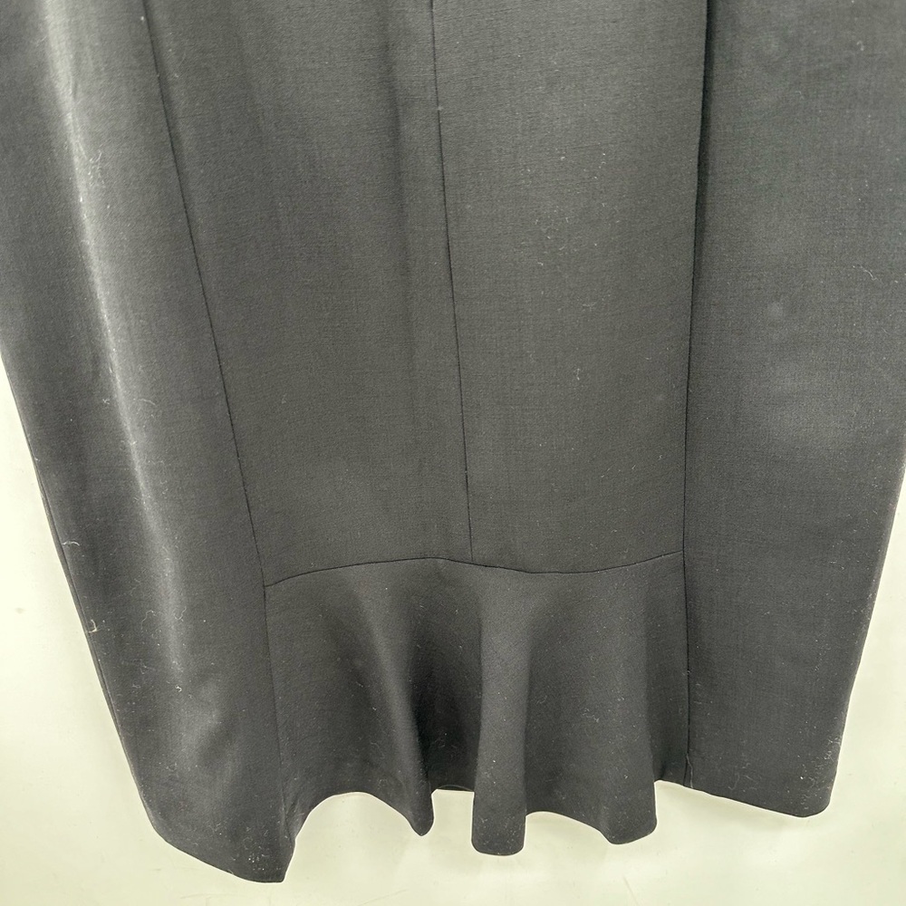 New 16 RALPH LAUREN BLACK A-Line midi structured ruffle tail wool ship dress LBD - Picture 10 of 11